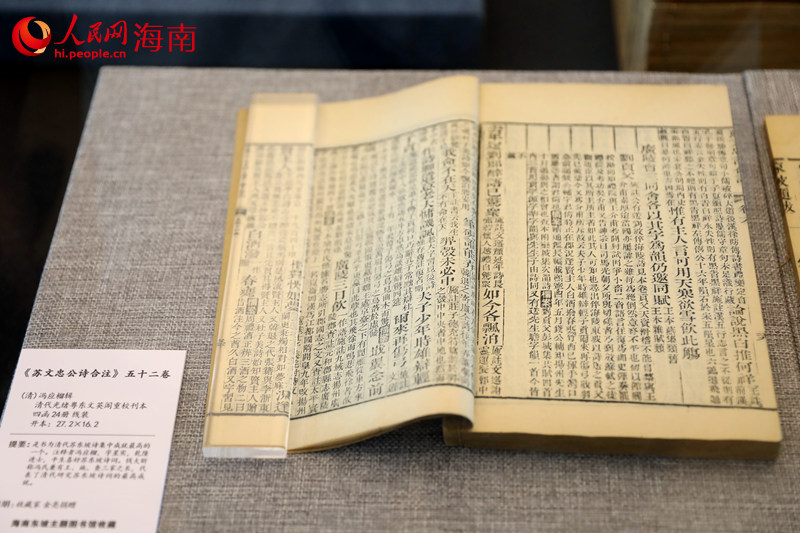 海南东坡主题图书馆展出的书籍。 人民网记者 孟凡盛摄