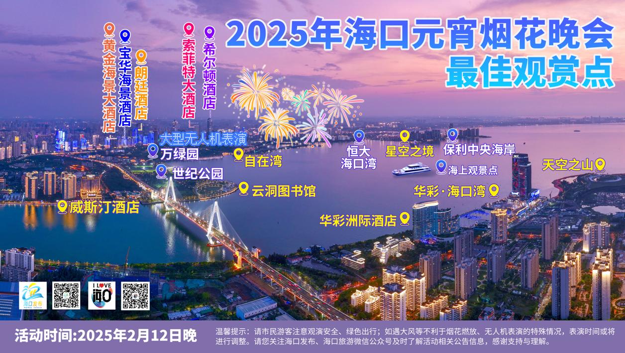 2025年海口元宵烟花晚会最佳观赏点。