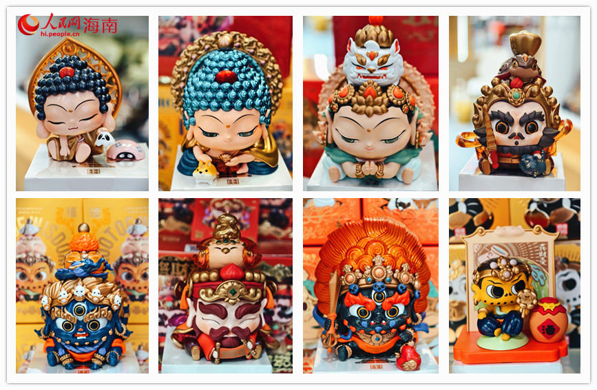西藏馆的财神、慧根系列盲盒，在展会现场十分抢镜。人民网 符泽民摄