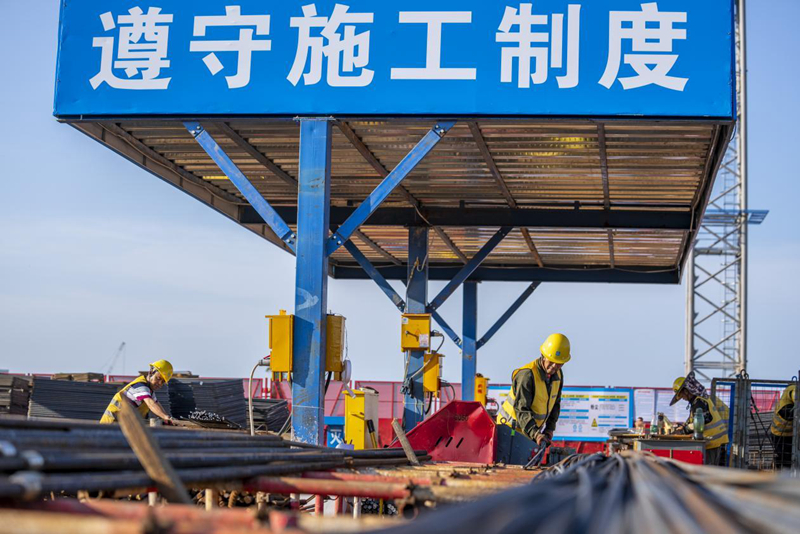 工人在加工钢筋。林双雄摄
