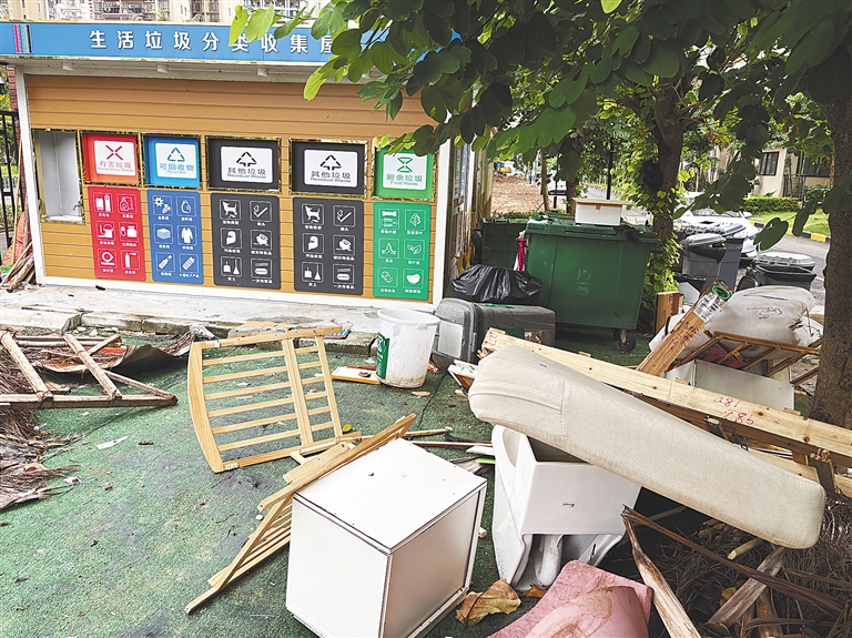 海口市琼山区某小区垃圾点。海南日报全媒体记者 肖开刚 摄