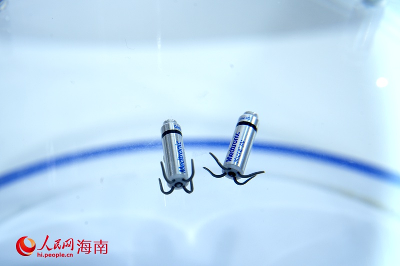 海南博鳌乐城“永不落幕”国际创新药械展，展出胶囊一般小的心脏起搏器。人民网记者 符武平摄