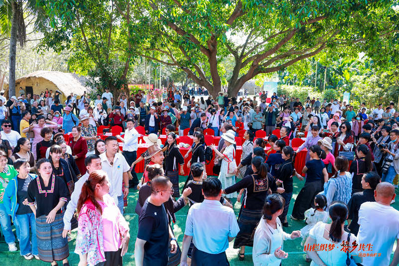 游客与演员同跳《黎族共同舞》。 主办方供图.jpg