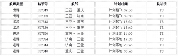 注：航班信息以实际查询为准